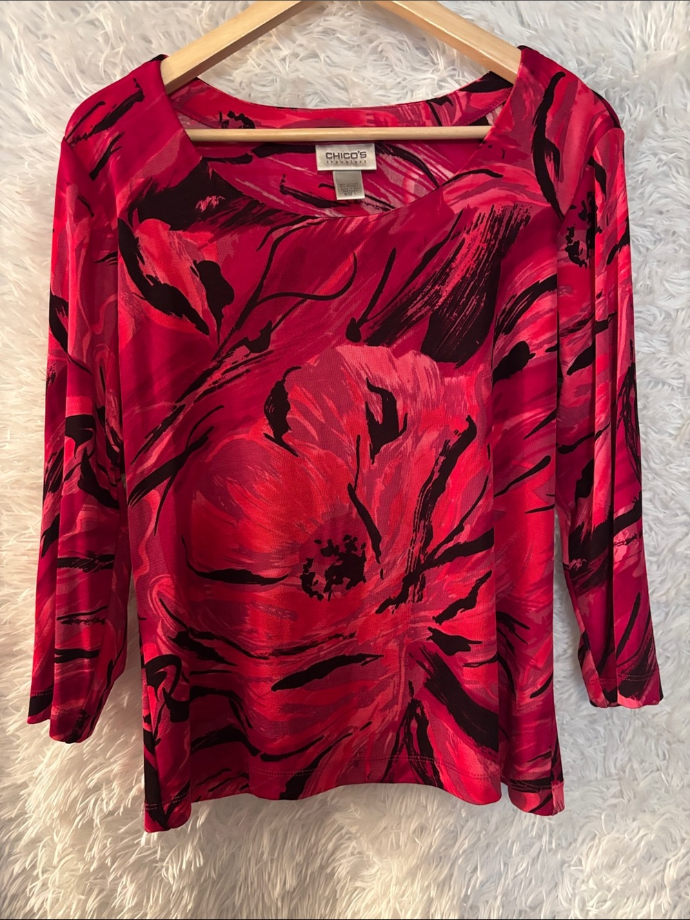 Chicos Travelers Blouse Size Medium